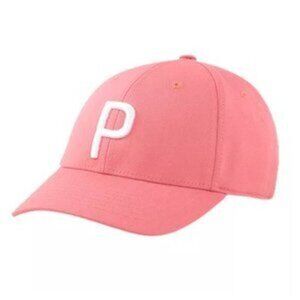 New PUMA Golf Pony P Stretch Fit Adjustable Women's Cap One Size Pink White